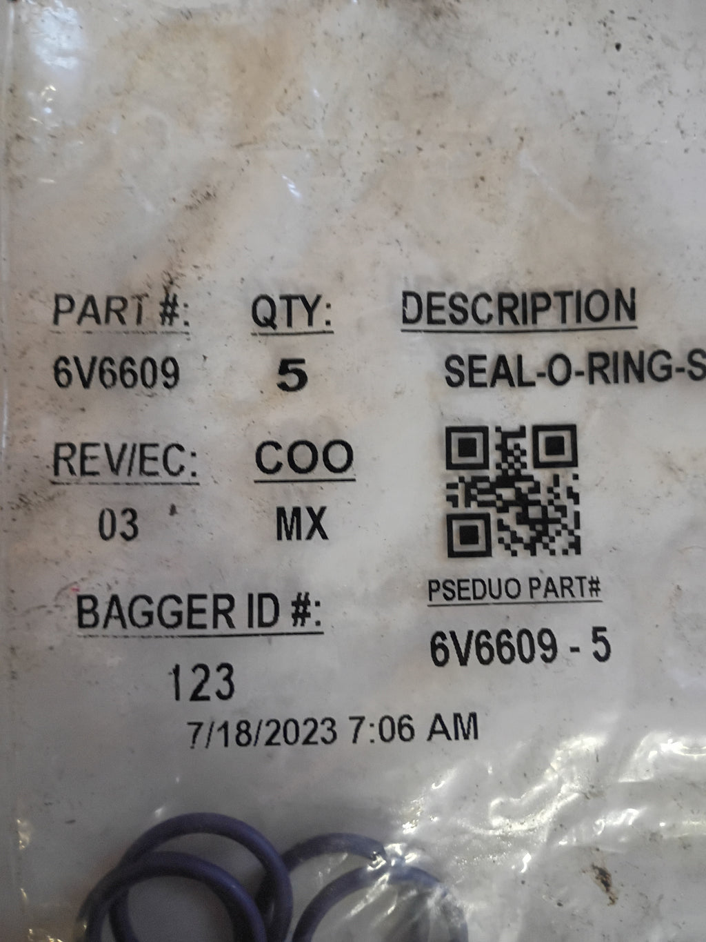 6V-6609-5: 2.21 x 16.36mm 70A EPDM O-Ring