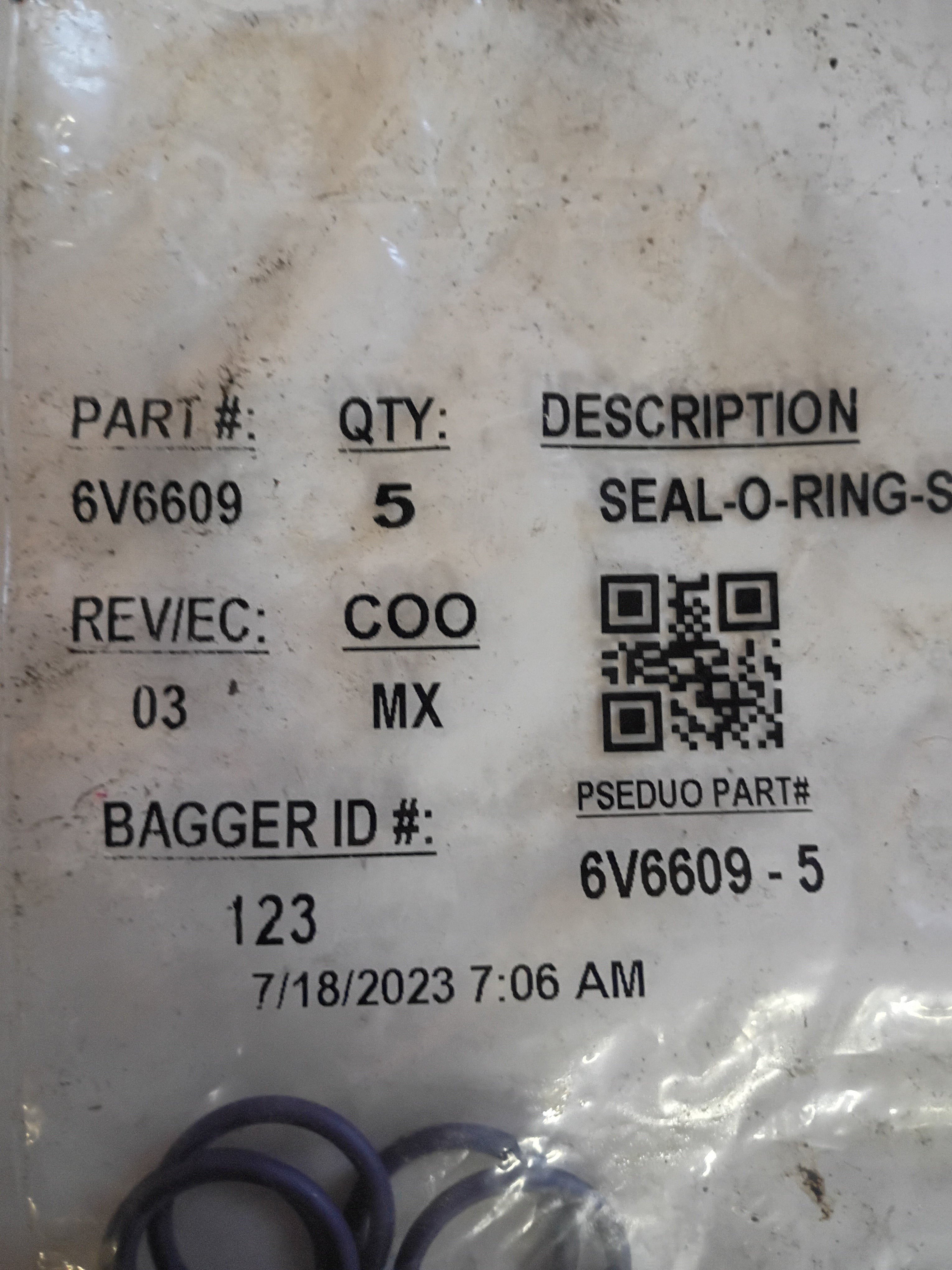 6V-6609-5: 2.21 x 16.36mm 70A EPDM O-Ring